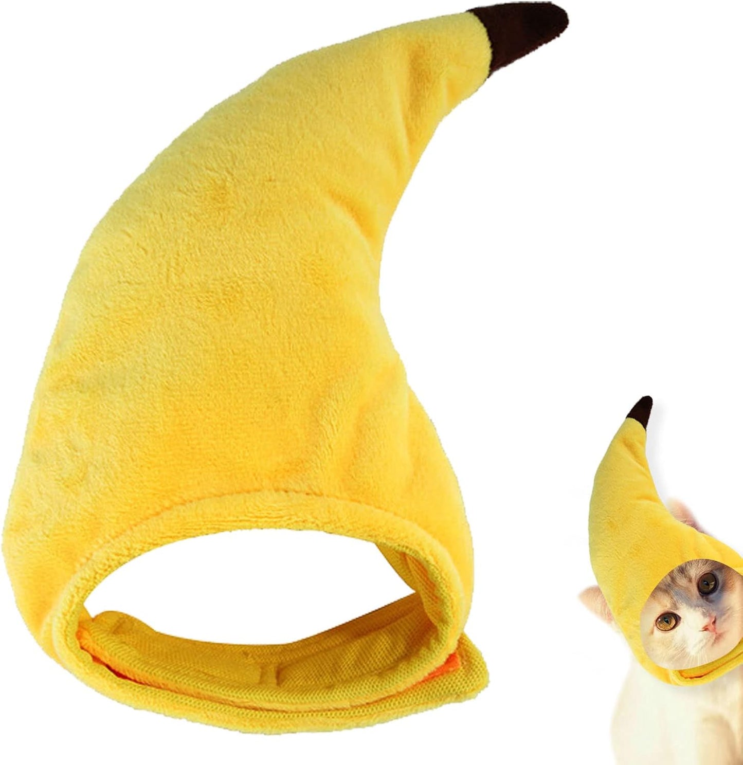 Pet Banana Hat Adorable Pet Headwear Headgear Costume Shaped Soft Cap Applies to Cats Kitten Puppy Small Dogs Perfect for Christmas Halloween Thanksgiving