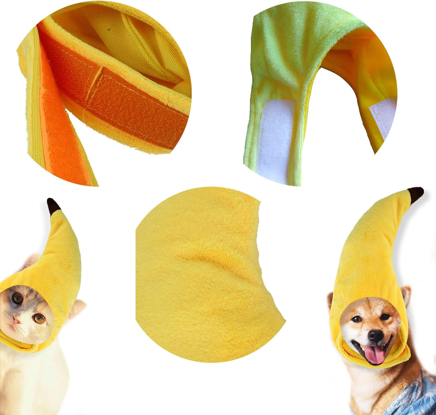 Pet Banana Hat Adorable Pet Headwear Headgear Costume Shaped Soft Cap Applies to Cats Kitten Puppy Small Dogs Perfect for Christmas Halloween Thanksgiving